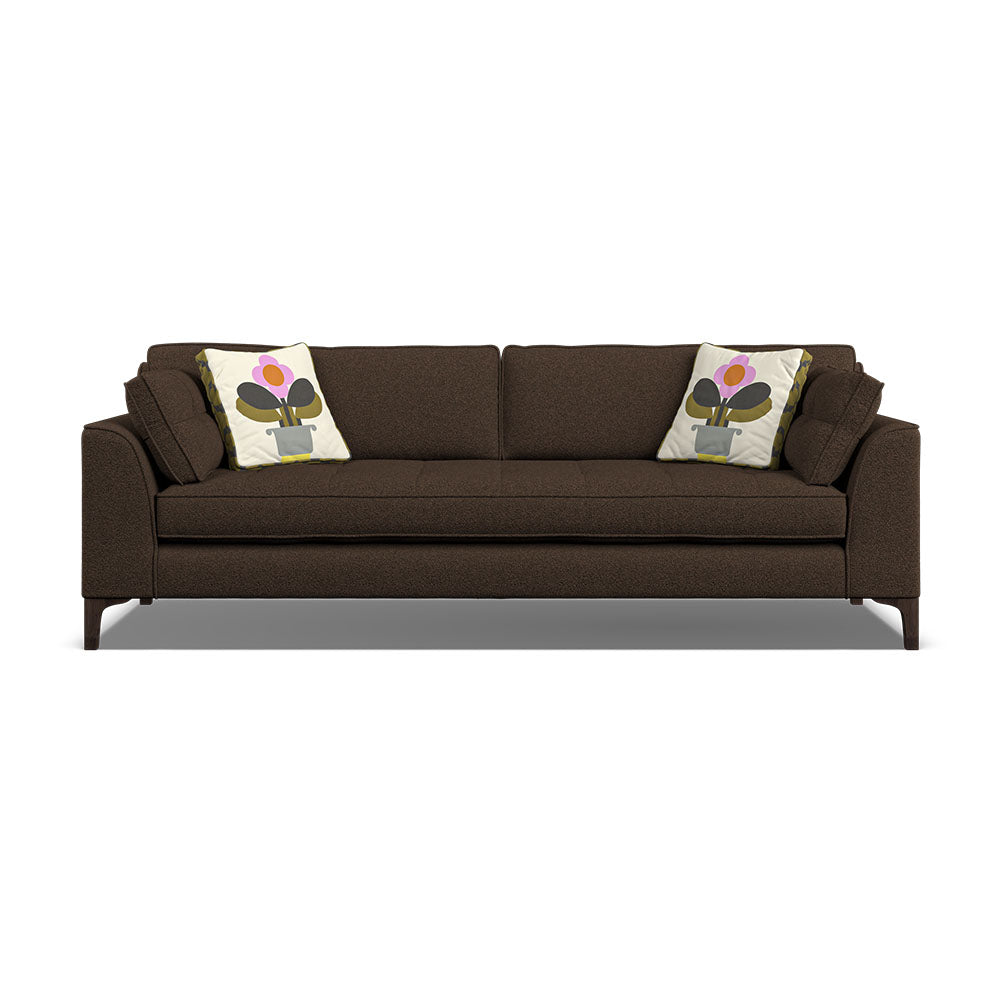 Orla Kiely Arklow Extra Large Sofa - Extra Large Sofa Premium Plain Sterling Home 1 Clarin Chocolate / Deco Flower Weathered Oak Feet