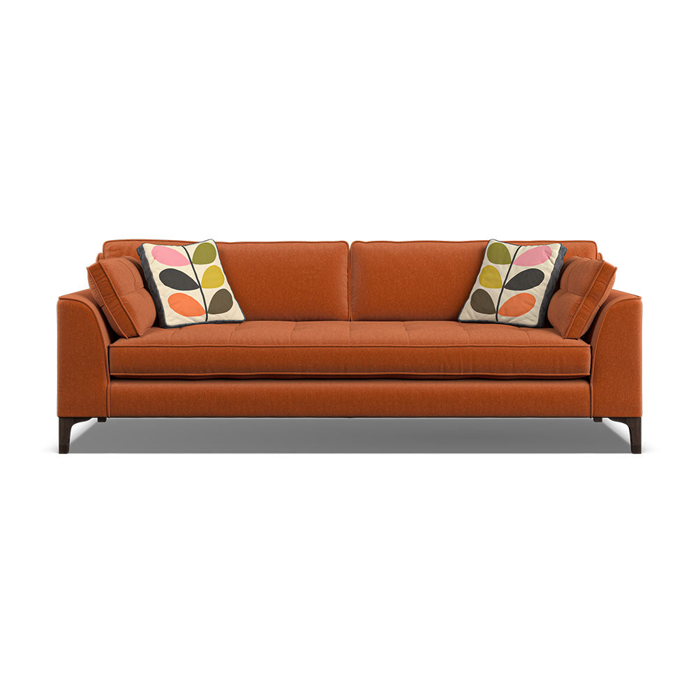Orla Kiely Arklow Extra Large Sofa - Extra Large Sofa Premium Plain Sterling Home 6 Clara Paprika / Multi Stem Spring Weathered Oak Feet