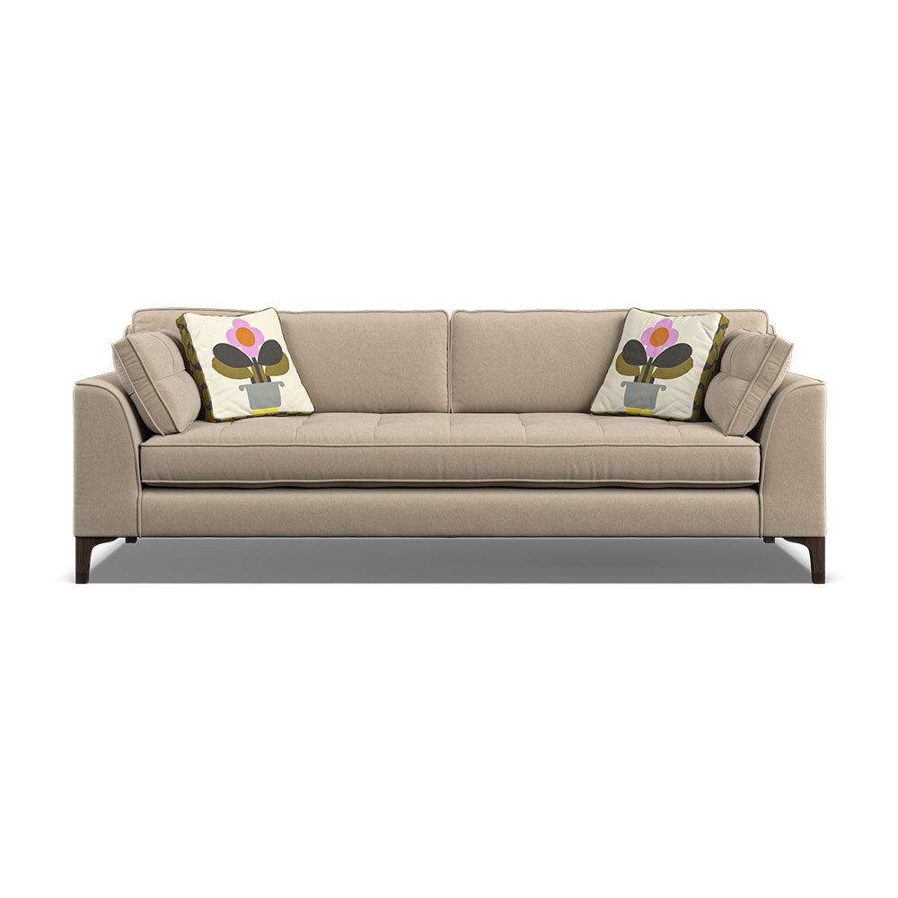 Orla Kiely Arklow Extra Large Sofa - Extra Large Sofa Premium Plain Sterling Home 7 Clara Natural / Deco Flower Weathered Oak Feet