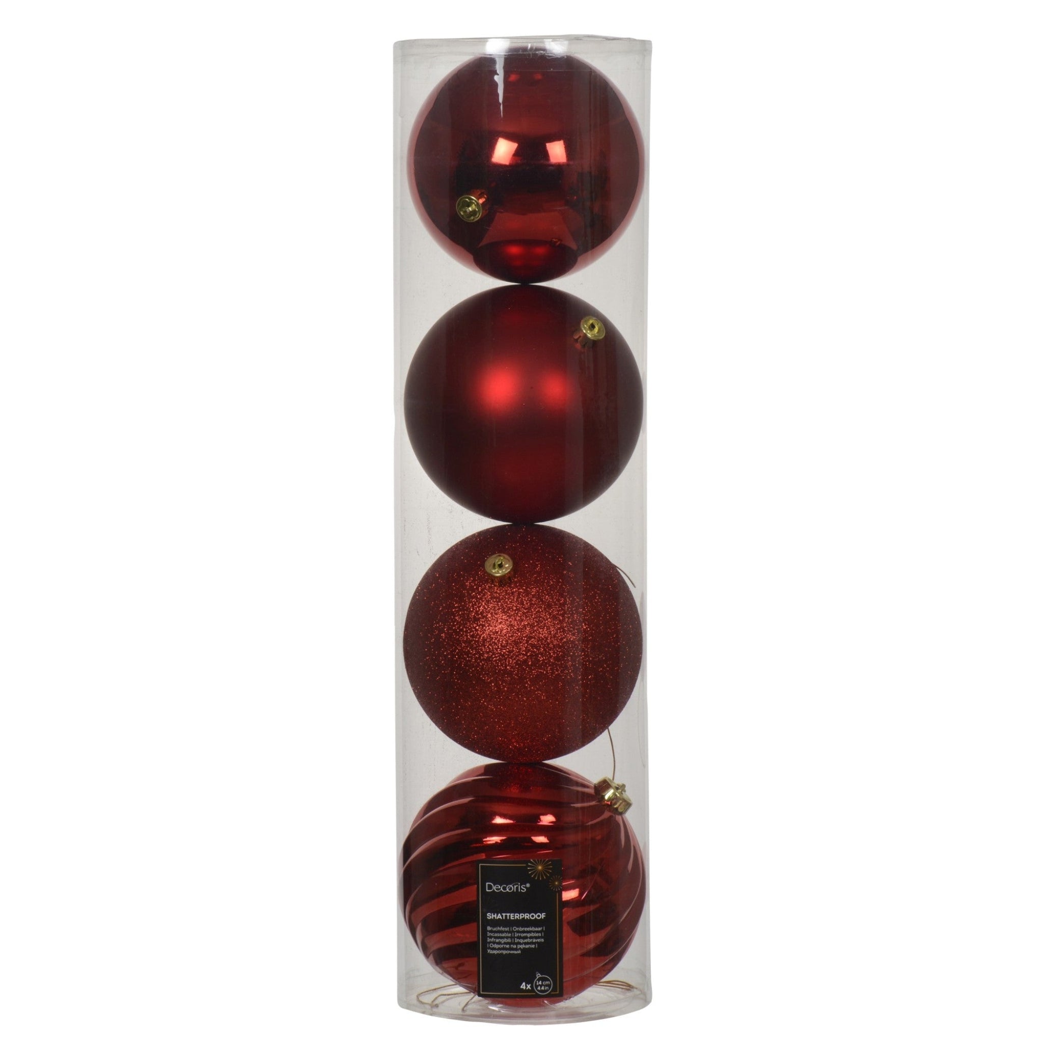 Red Shatter Proof Baubles 4 Pack - C Red S/Proof Bauble 4 Pack 14CM Sterling Home 1