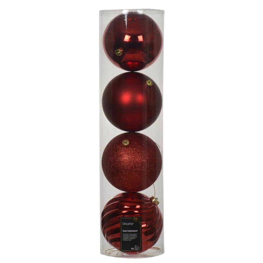 Red Shatter Proof Baubles 4 Pack - C Red S/Proof Bauble 4 Pack 14CM Sterling Home 1