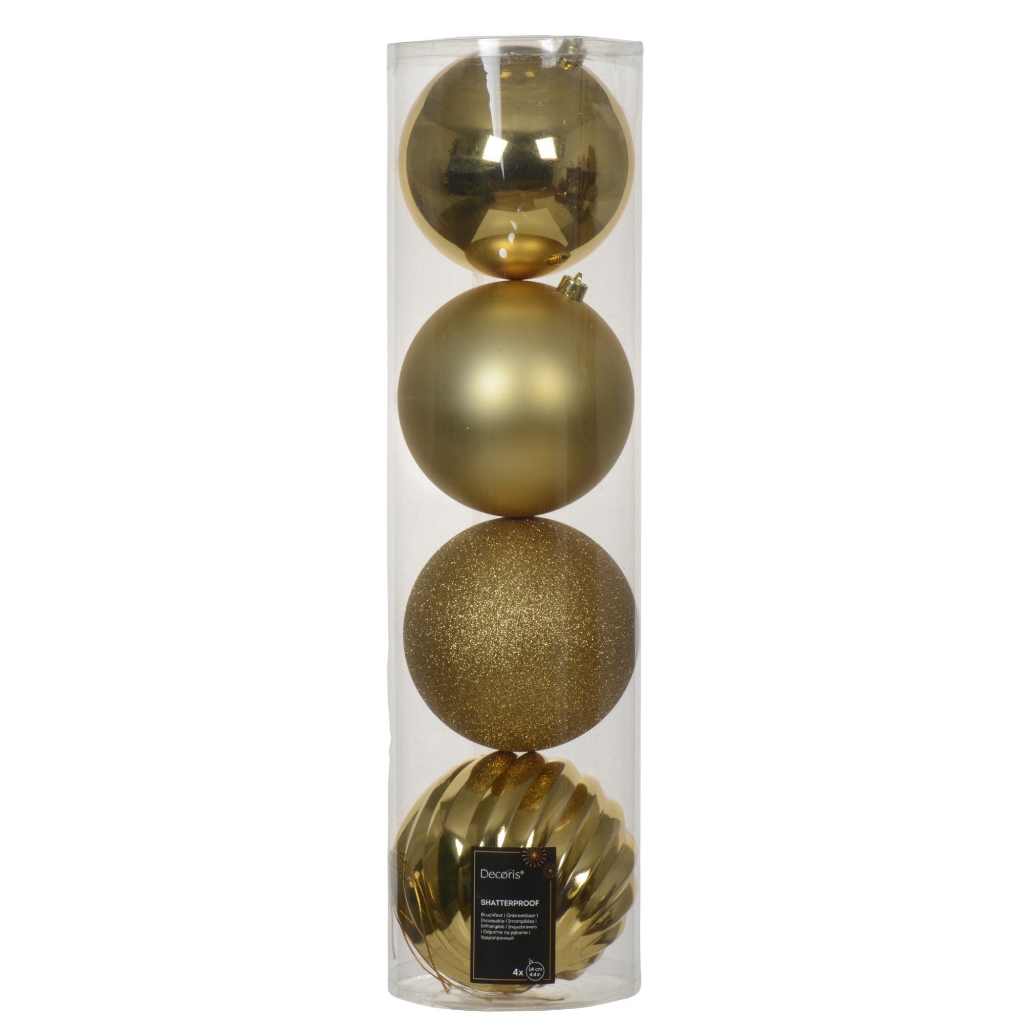 Gold Shatter Proof Baubles 4 Pack - C Gold S/Proof Bauble 4 Pack 14CM Sterling Home 1