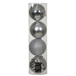 Silver Shatter Proof Baubles 4 Pack - L Silver S/Proof Bauble 4 Pack 14CM Sterling Home 1