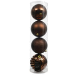 Brown Shatter Proof Baubles 4 Pack - I Espresso S/Proof Bauble 4 Pack 14CM Sterling Home 1