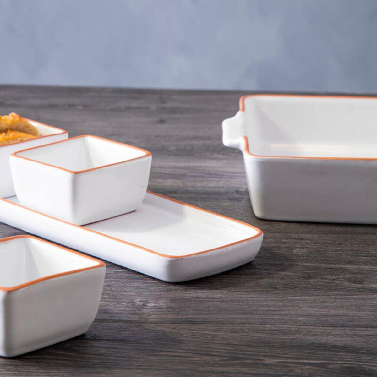 Calisto Set of 3 Dip Bowls with Tray in White - Calisto Set of 3 Dip Bowls with Tray in White Sterling Home 2