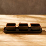 Calisto Set of 3 Dip Bowls with Tray in Black - Calisto Set of 3 Dip Bowls with Tray in Black Sterling Home 1