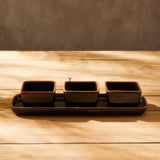 Calisto Set of 3 Dip Bowls with Tray in Black
