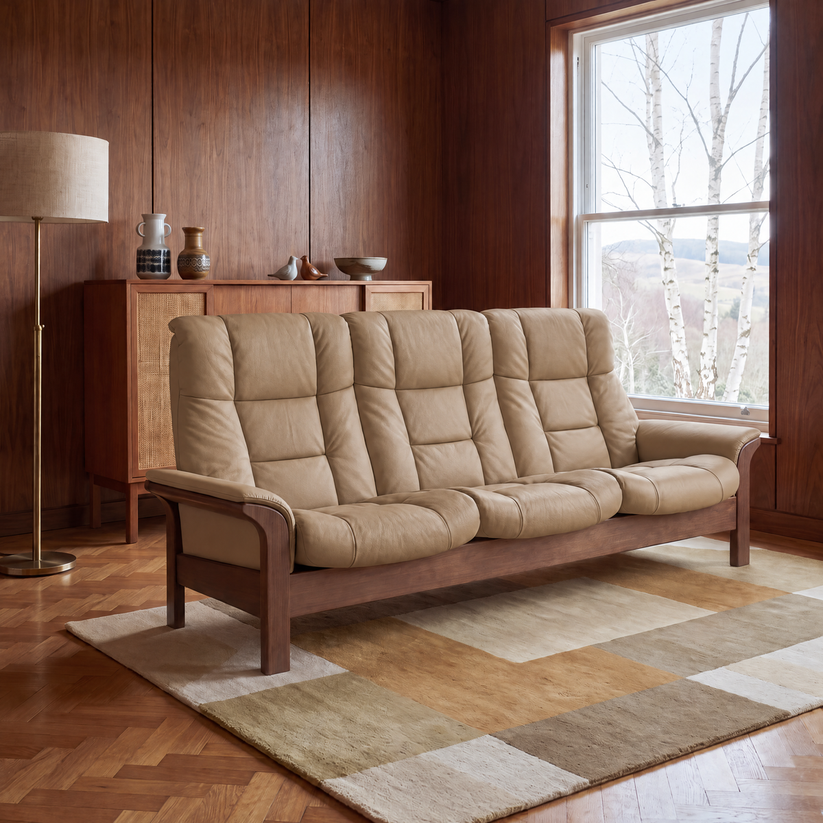 Stressless Buckingham High 3 Seater Sofa  - High 3 Seater Sofa Batick — 09304 Latte, gallery image 1