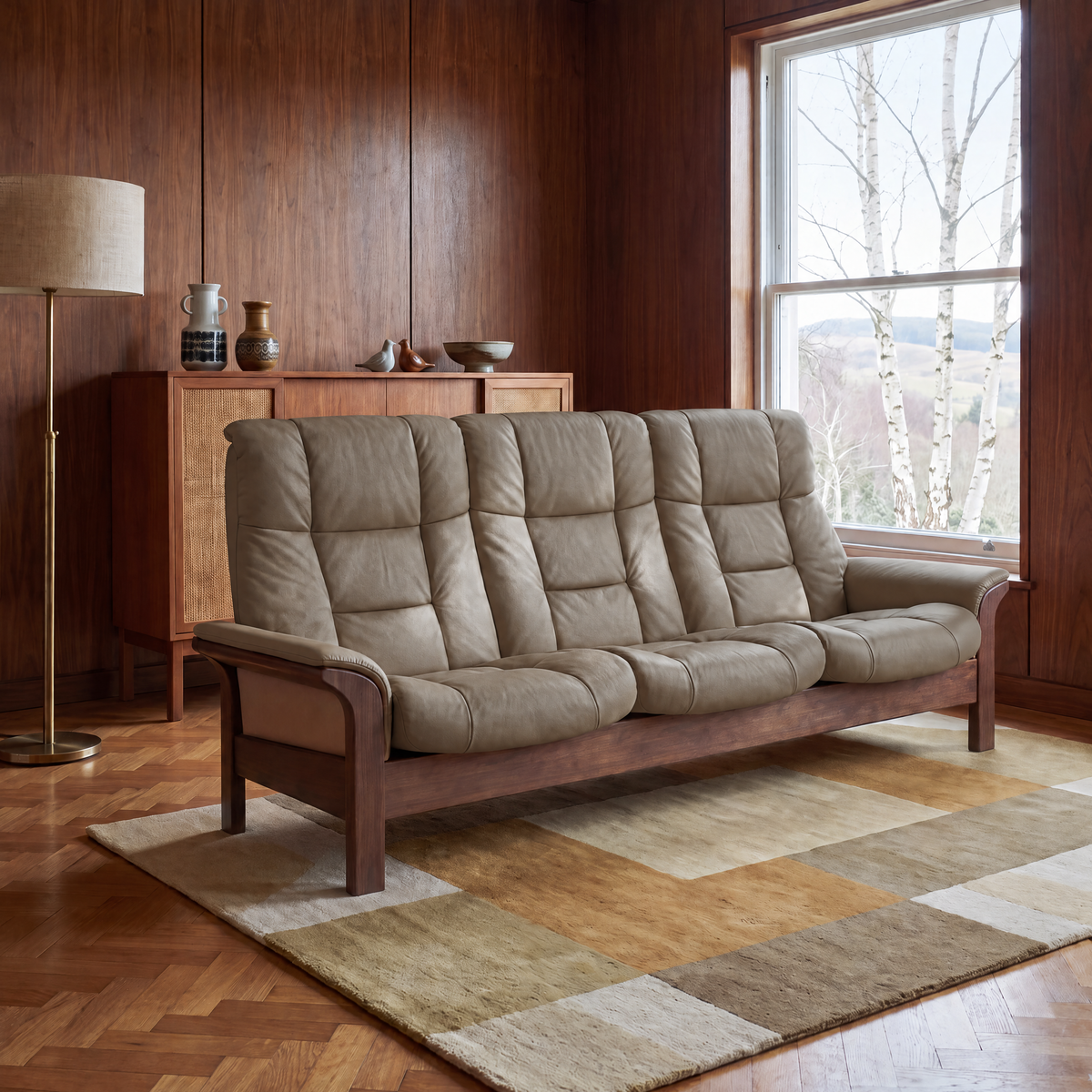 Stressless Buckingham High 3 Seater Sofa  - High 3 Seater Sofa Batick — 09309 Mole, gallery image 1