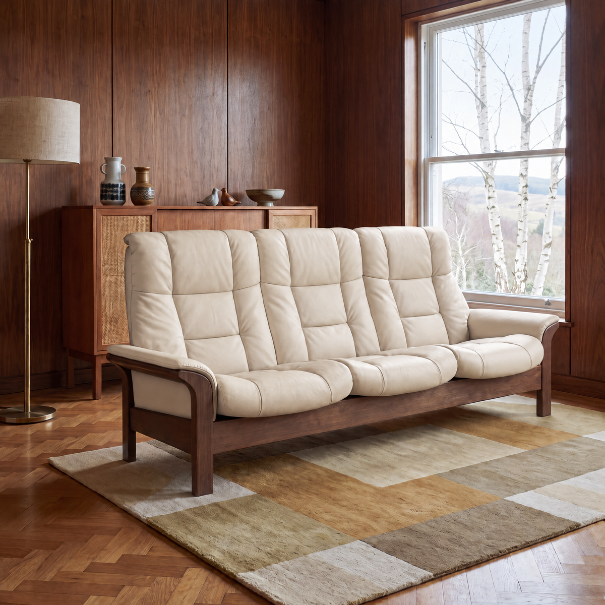 Stressless Buckingham High 3 Seater Sofa  - High 3 Seater Sofa Batick — 09313 Cream, gallery image 1