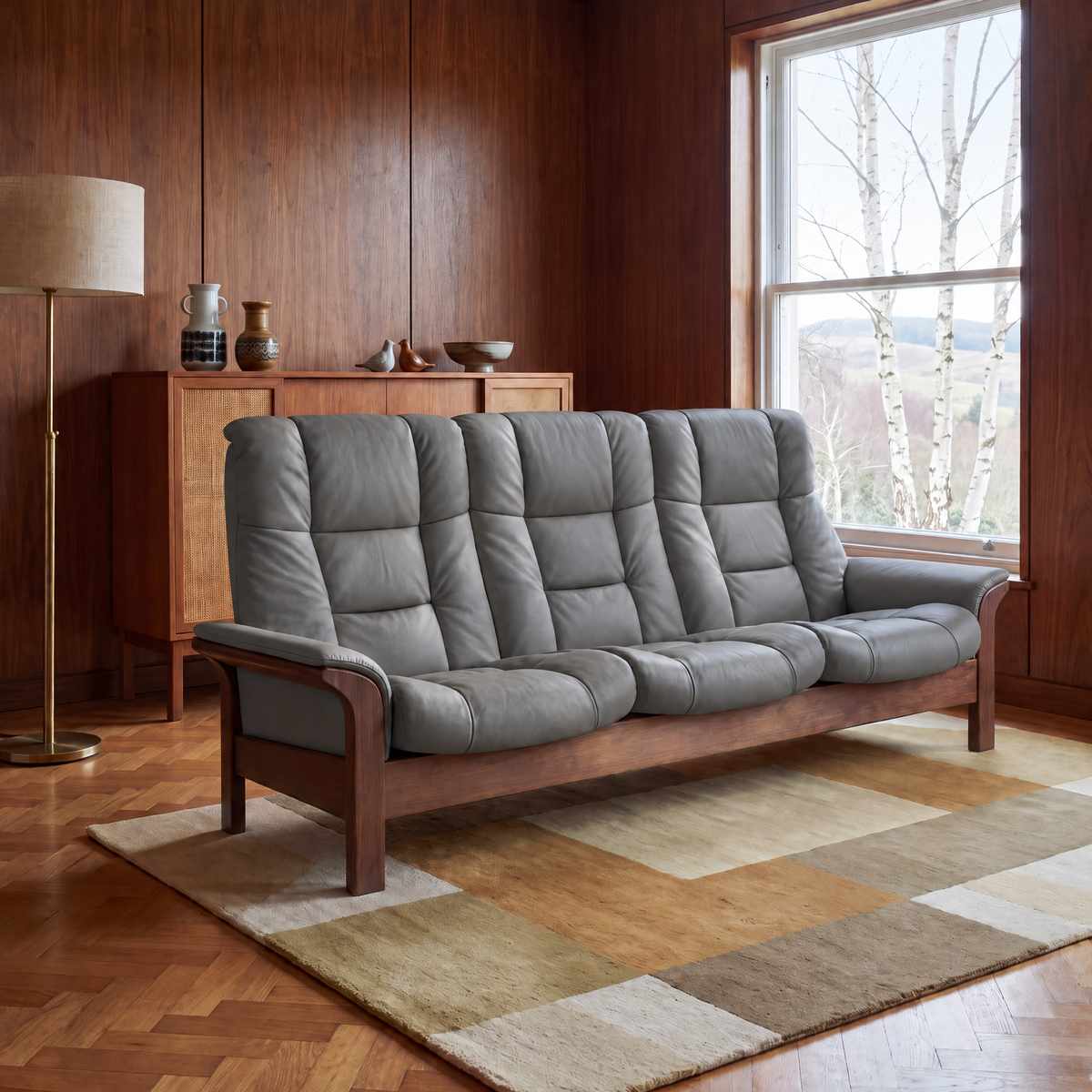 Stressless Buckingham High 3 Seater Sofa  - High 3 Seater Sofa Batick — 09379 Grey, gallery image 1