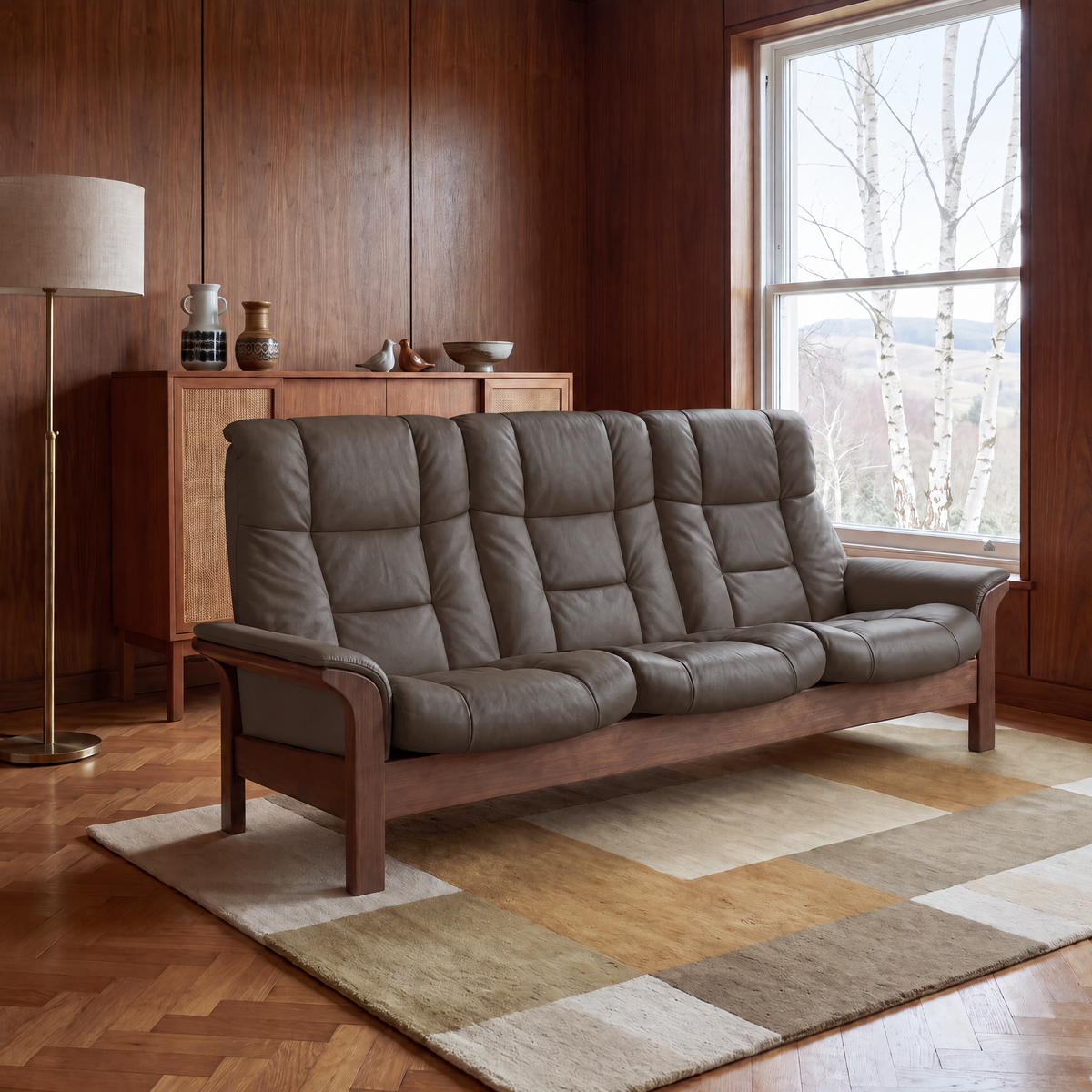 Stressless Buckingham High 3 Seater Sofa  - High 3 Seater Sofa Batick — 09385 Brown, gallery image 1