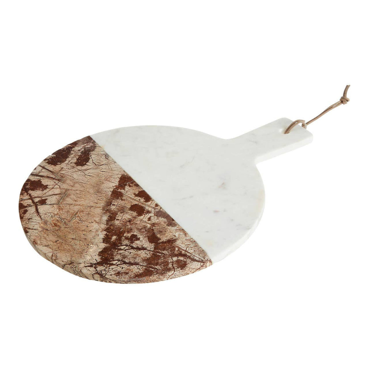 Annika White And Brown Marble Round Paddle Board - Annika White And Brown Marble Round Paddle Board Sterling Home 2