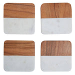 Monzaro Set Of Four Marble And Wood Coasters - Monzaro Set Of Four Marble And Wood Coasters Sterling Home 2