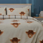 Highland Cow Checked Duvet Cover Set - DISC Highland Cow Checked Polycotton Duvet Set - King Accessories Sterling Home 1