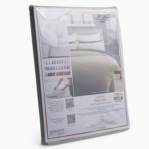 Percale Light Grey Fitted Bed Sheet - DISC Percale 200Tc Exdeep Fitted Sheet Cloud - Double Accessories Sterling Home 3