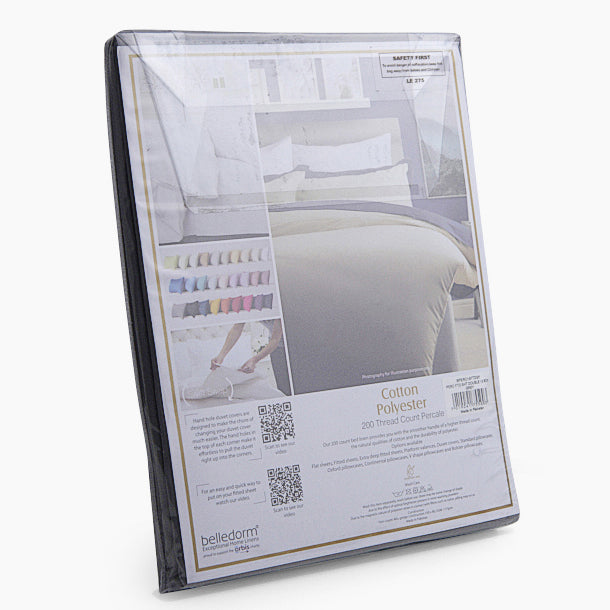 Percale Grey Fitted Bed Sheet - DISC Percale 200Tc Exdeep Fitted Sheet Grey - Double Accessories Sterling Home 3