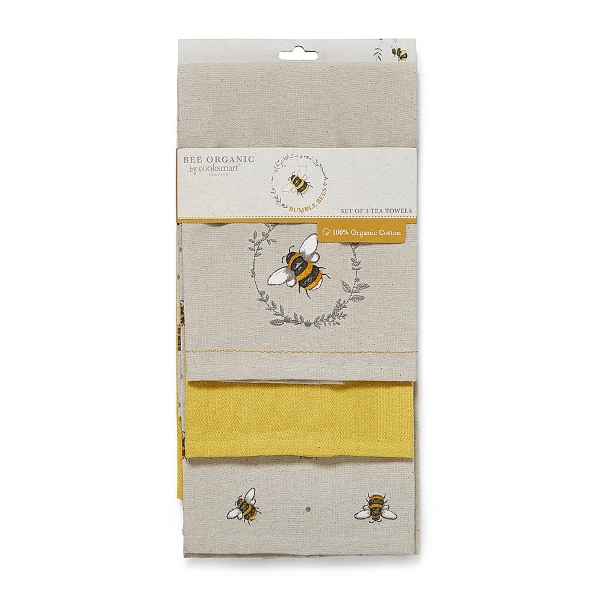 Bumble Bees 3 Pack Tea Towels - Bumble Bees 3 Pack Tea Towels - Organic Cotton Sterling Home 2