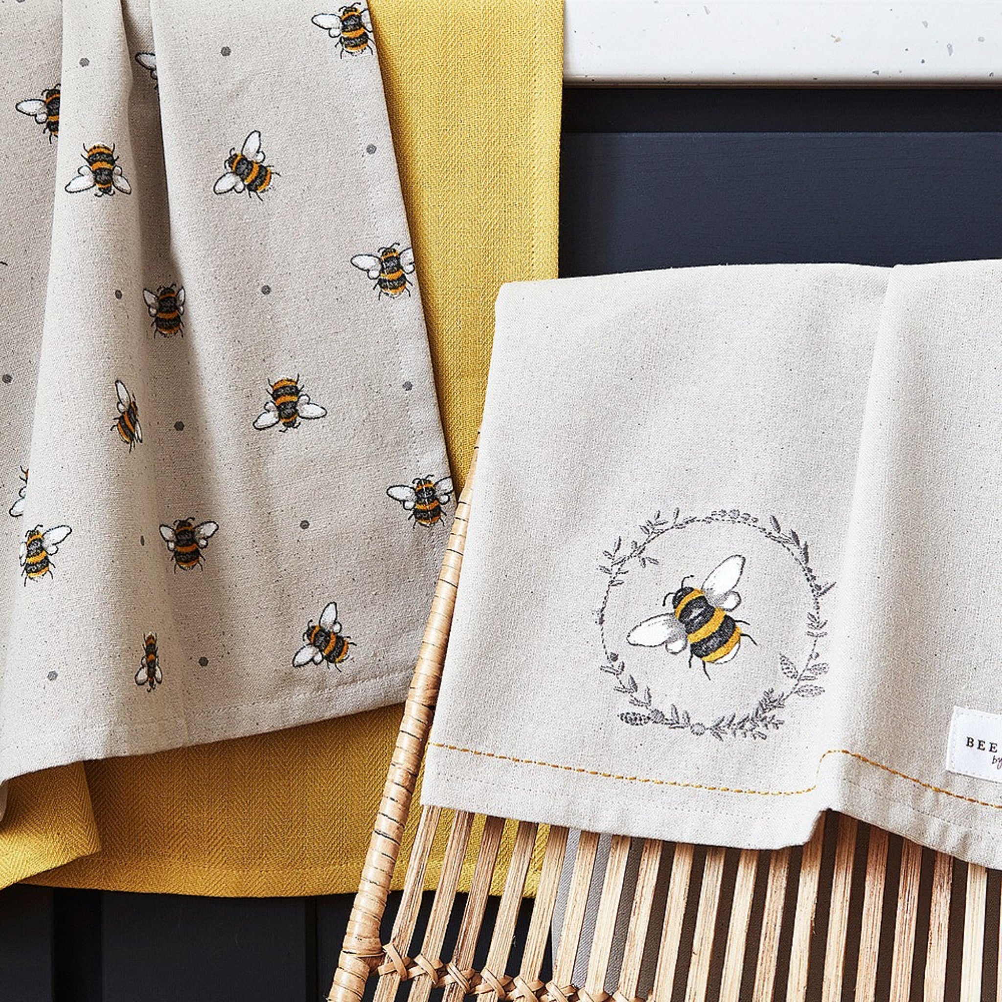 Bumble Bees 3 Pack Tea Towels - Bumble Bees 3 Pack Tea Towels - Organic Cotton Sterling Home 1