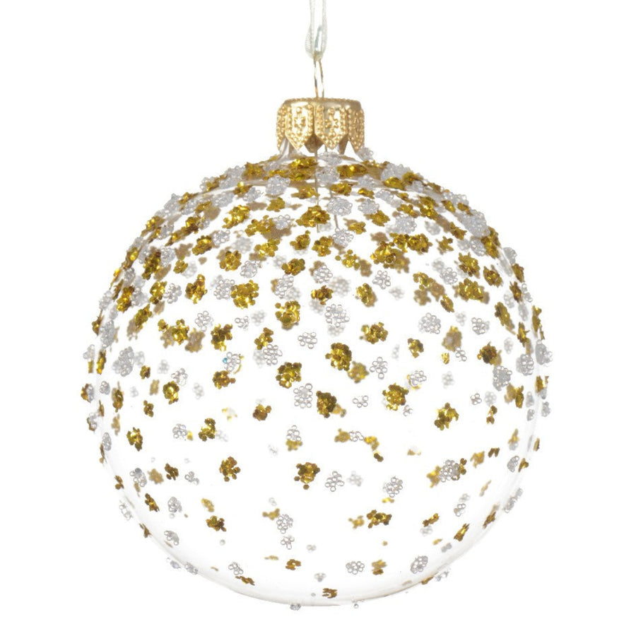 Sparkle Gold Glass Bauble - C Golden Sparkle Glass Bauble 8CM Sterling Home 1