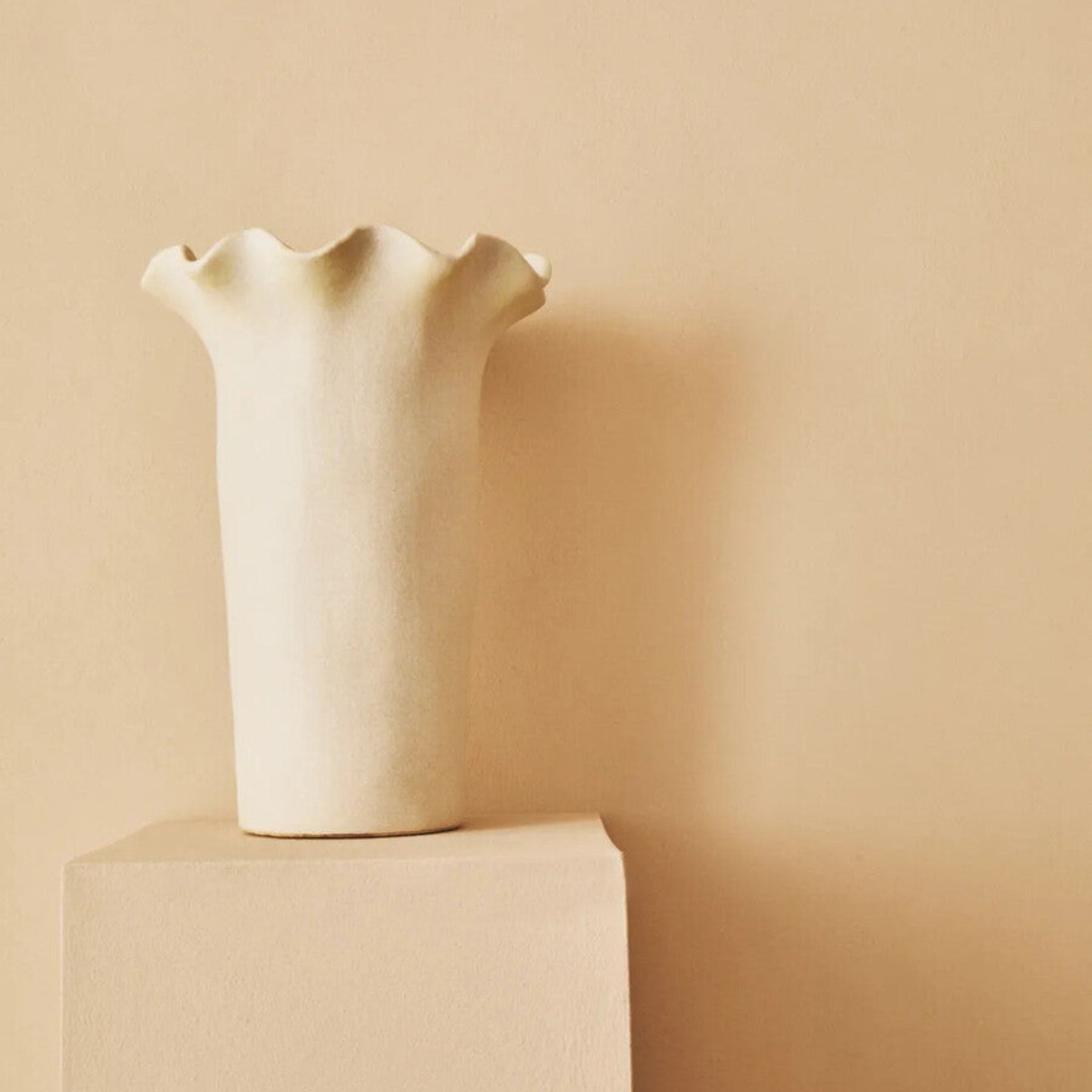 Sonata Large Cream Fluted Vase