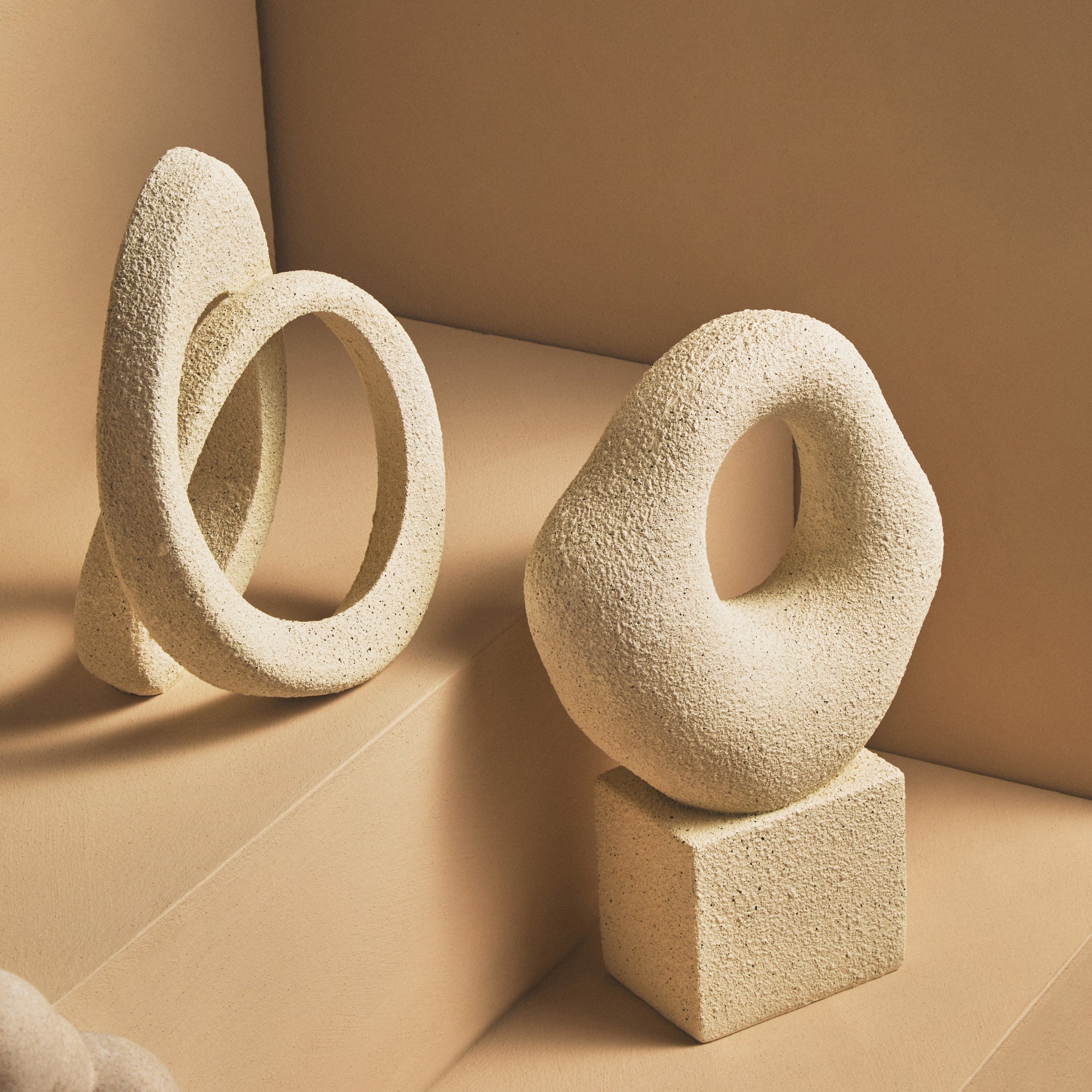 Broc Cream Textured Abstract Loop Sculpture