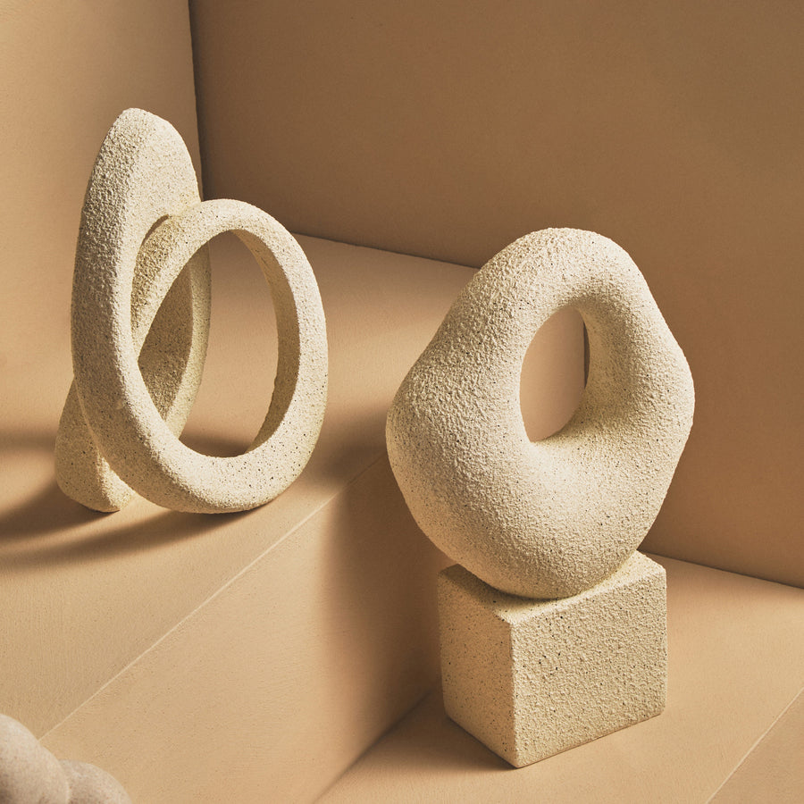 Broc Cream Textured Abstract Loop Sculpture Sterling Home 1