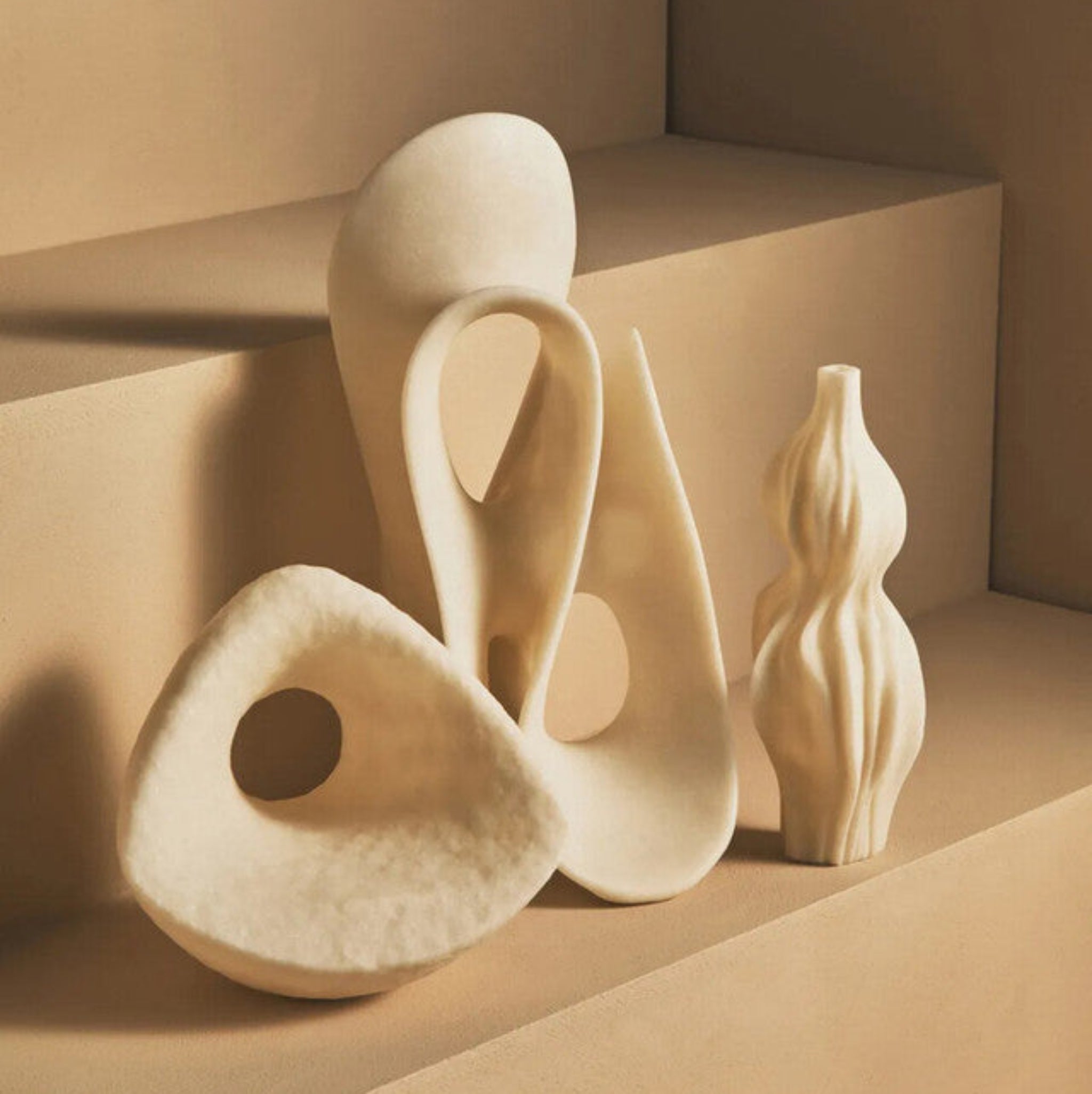 Broc White Marble Effect Organic Twist Vase
