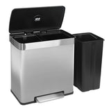 Brushed Stainless Steel Double Kitchen Pedal Bin