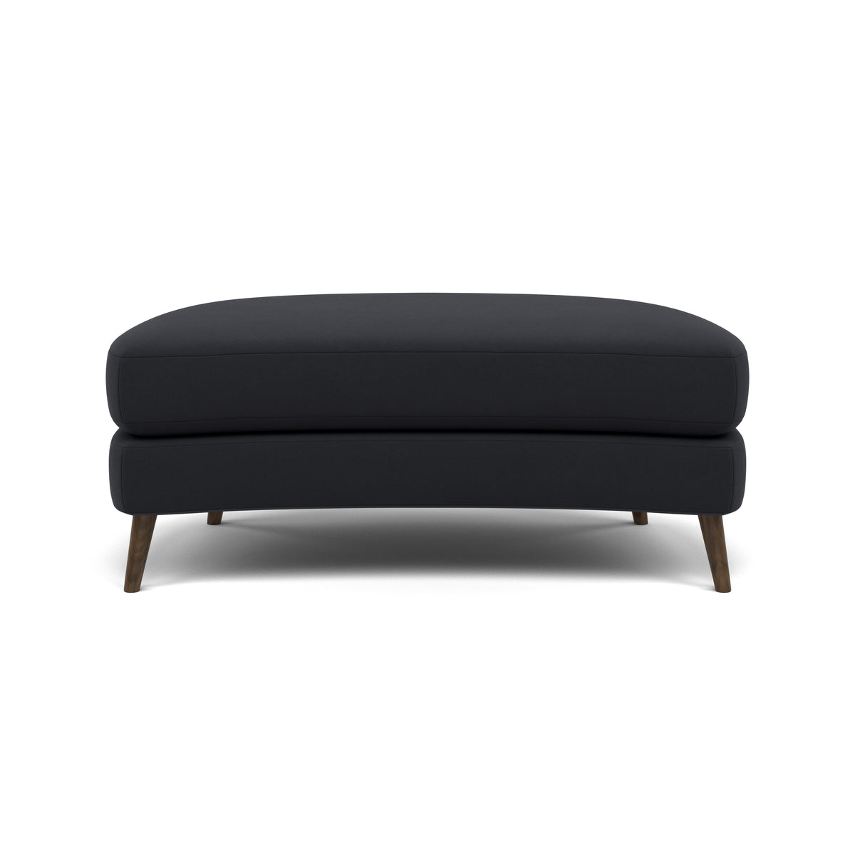 Phoebe Oval Footstool - Oval Cuddler Stool Grade B — Plush Velvet Charcoal / American Walnut, gallery image 2