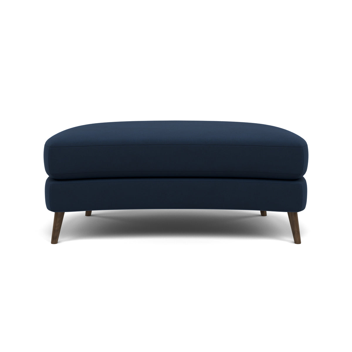 Phoebe Oval Footstool - Oval Cuddler Stool Grade B — Plush Velvet Indigo / American Walnut, gallery image 2