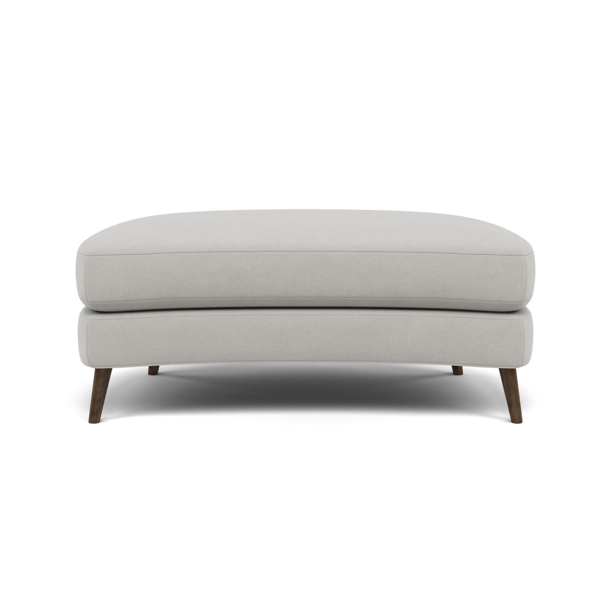 Phoebe Oval Footstool - Oval Cuddler Stool Grade B — Plush Velvet Silver / American Walnut, gallery image 2