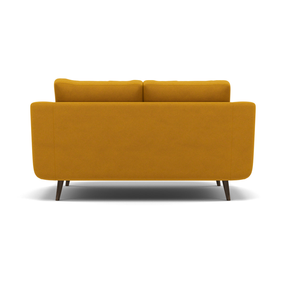 Phoebe 2 Seater Sofa - Small Sofa Standard Back Grade B — Plush Velvet Turmeric / American Walnut, gallery image 2