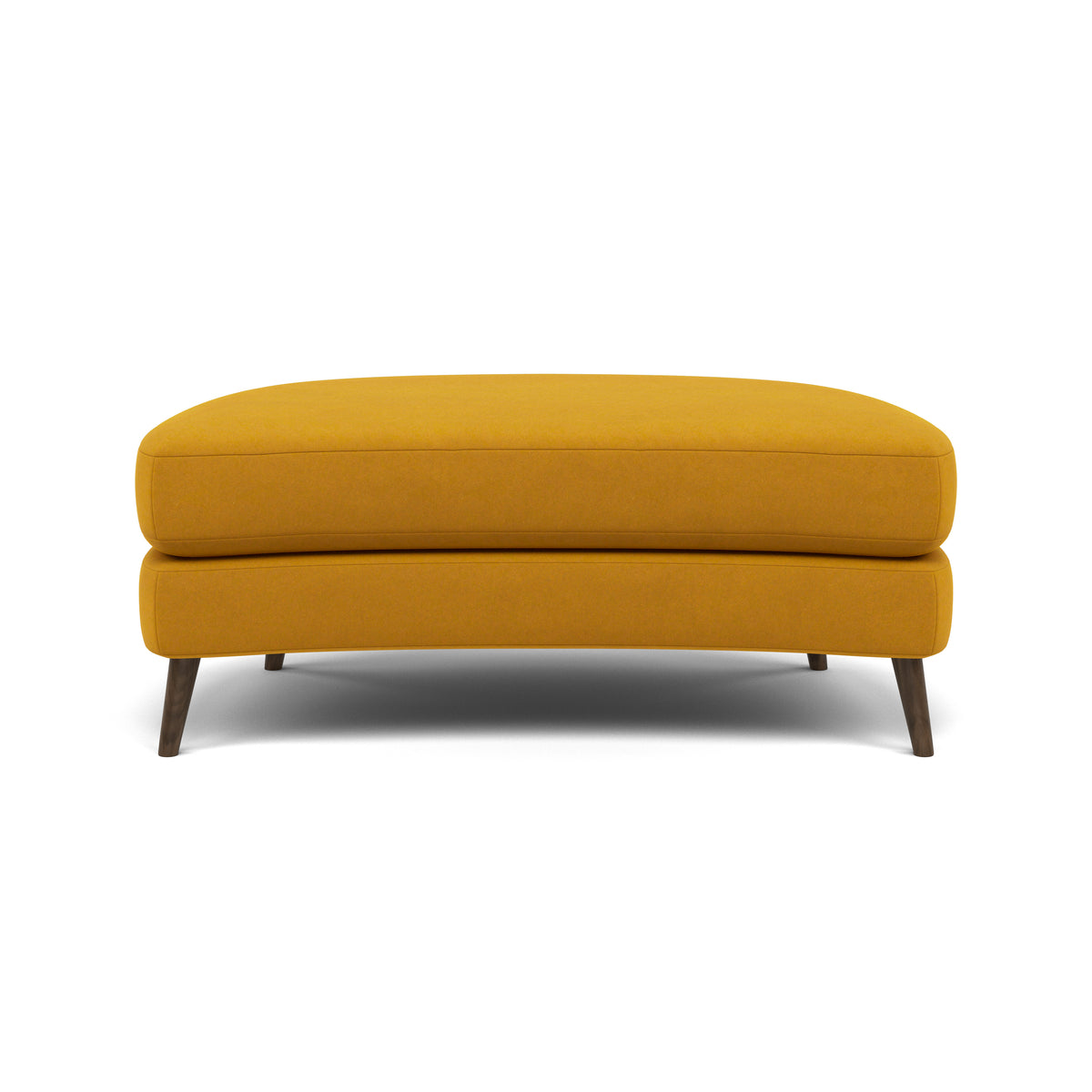 Phoebe Oval Footstool - Oval Cuddler Stool Grade B — Plush Velvet Turmeric / American Walnut, gallery image 2
