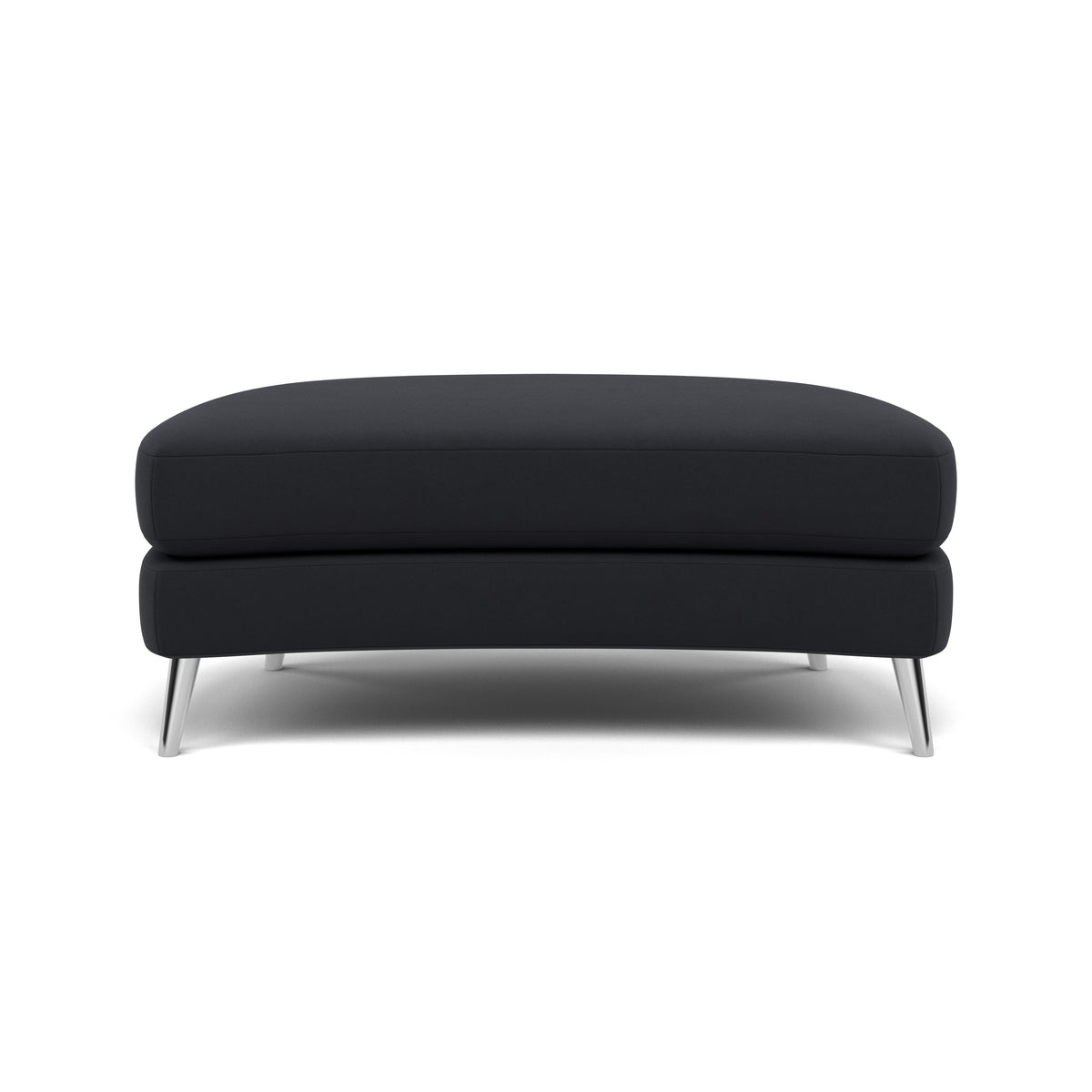 Phoebe Oval Footstool - Oval Cuddler Stool Grade B — Plush Velvet Charcoal / Chrome, gallery image 2
