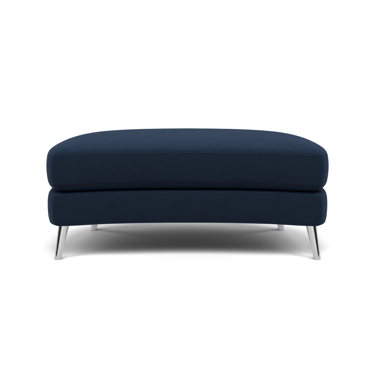 Phoebe Oval Footstool - Oval Cuddler Stool Grade B — Plush Velvet Indigo / Chrome, gallery image 2