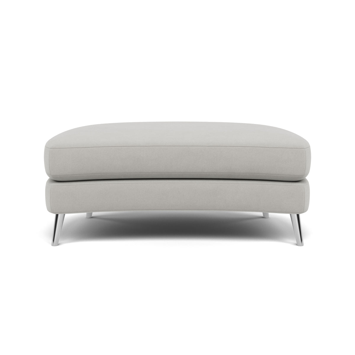 Phoebe Oval Footstool - Oval Cuddler Stool Grade B — Plush Velvet Silver / Chrome, gallery image 2