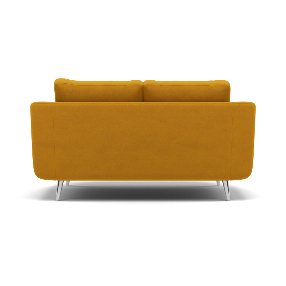 Phoebe 2 Seater Sofa - Small Sofa Standard Back Grade B — Plush Velvet Turmeric / Chrome, gallery image 2