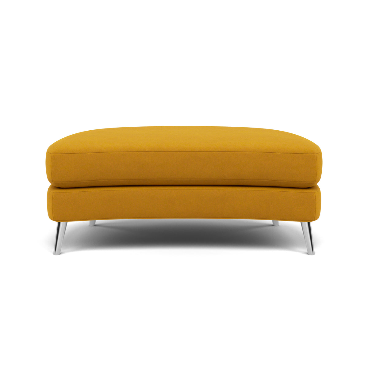 Phoebe Oval Footstool - Oval Cuddler Stool Grade B — Plush Velvet Turmeric / Chrome, gallery image 2