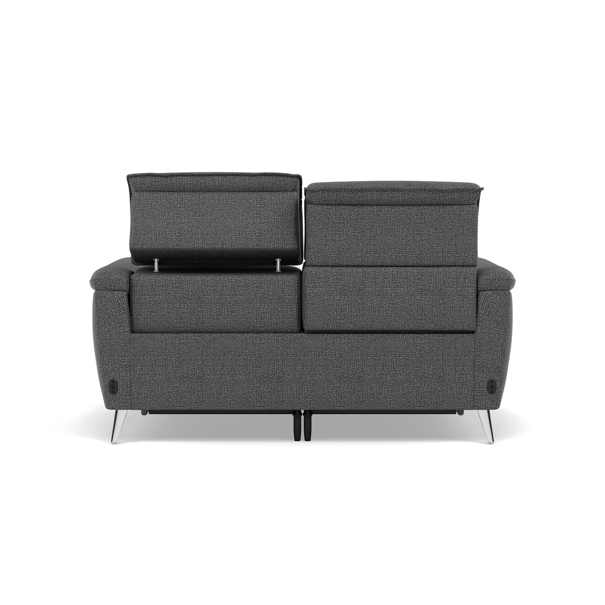 Sol 2 Seater Recliner Sofa - 2 Seater Power Recliner Sofa with Head Tilt F8 — Hopsack Charcoal 70006, gallery image 2