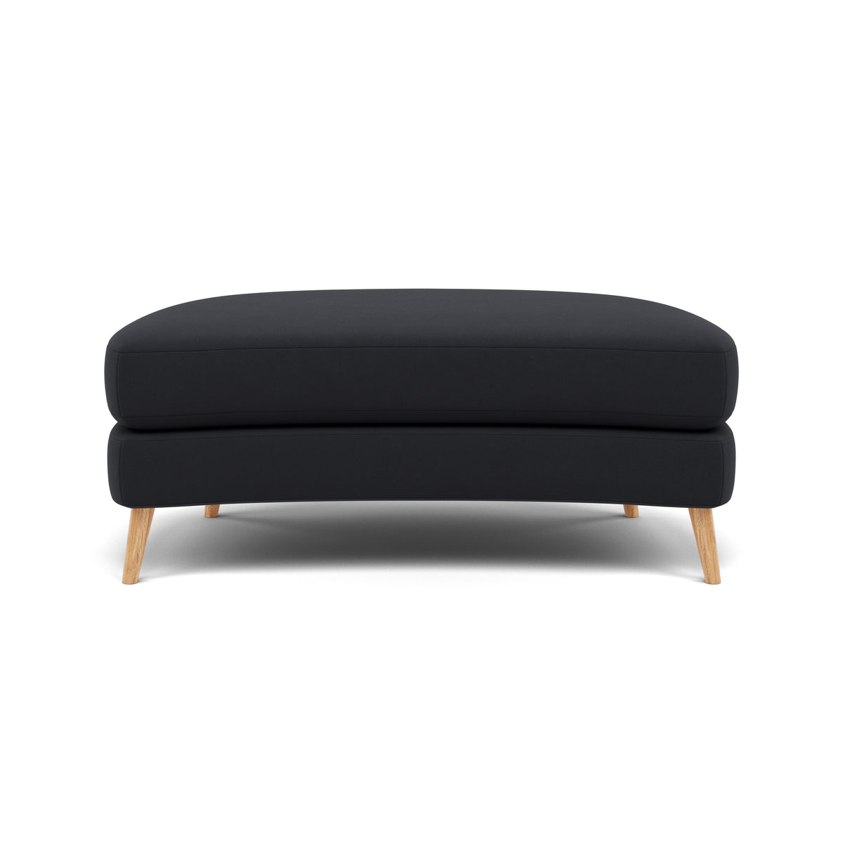 Phoebe Oval Footstool - Oval Cuddler Stool Grade B — Plush Velvet Charcoal / Natural, gallery image 2