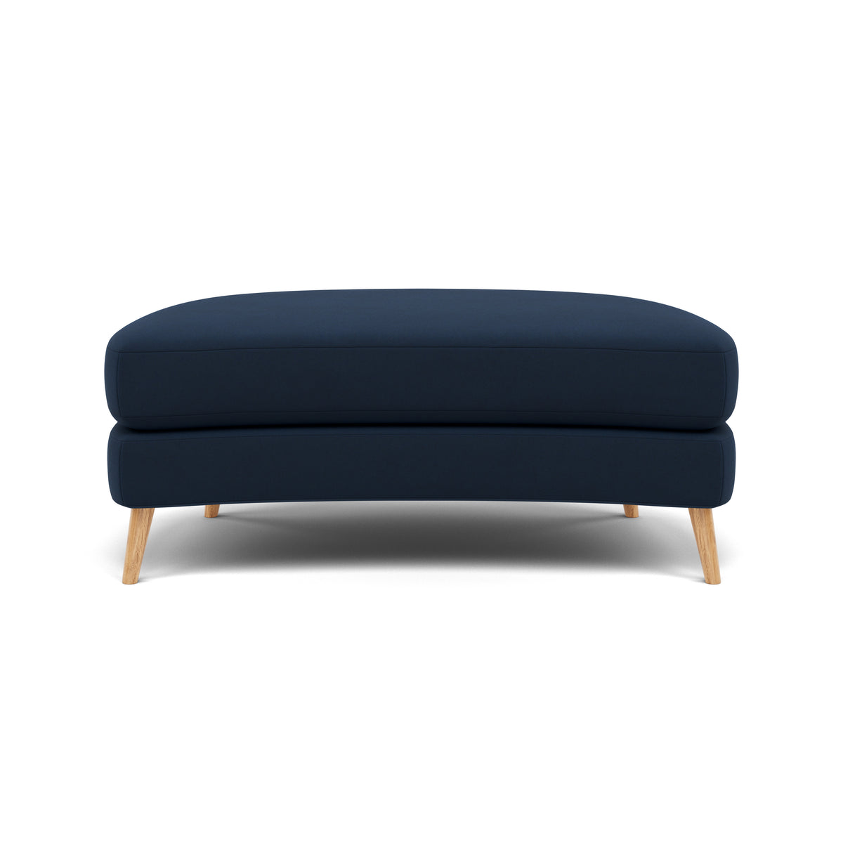 Phoebe Oval Footstool - Oval Cuddler Stool Grade B — Plush Velvet Indigo / Natural, gallery image 2