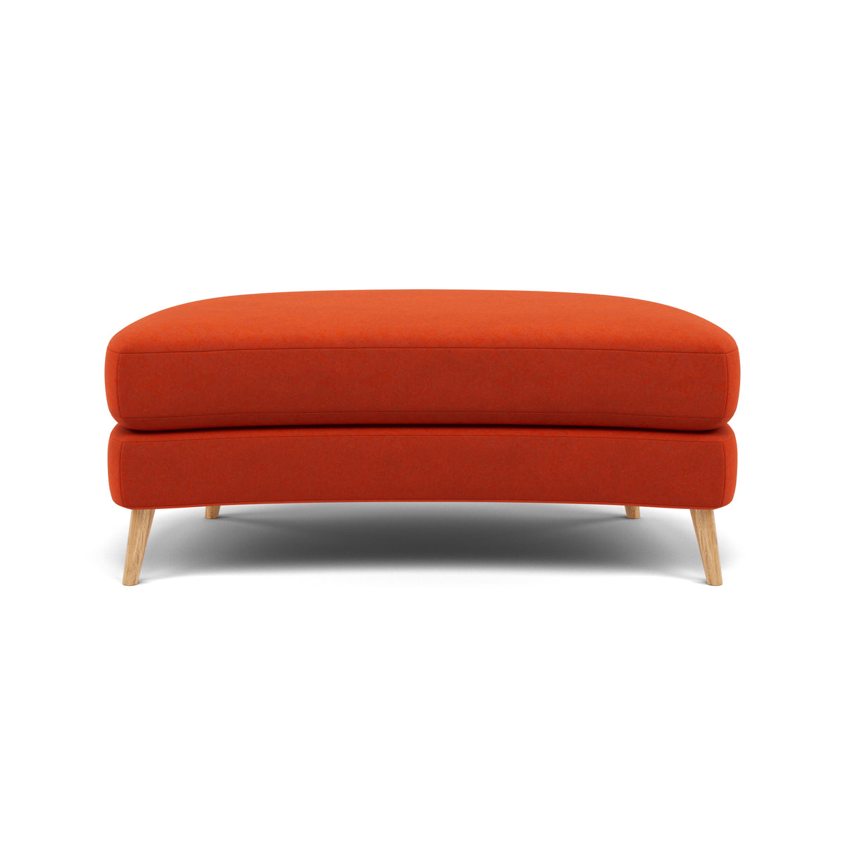 Phoebe Oval Footstool - Oval Cuddler Stool Grade B — Plush Velvet Paprika / Natural, gallery image 2