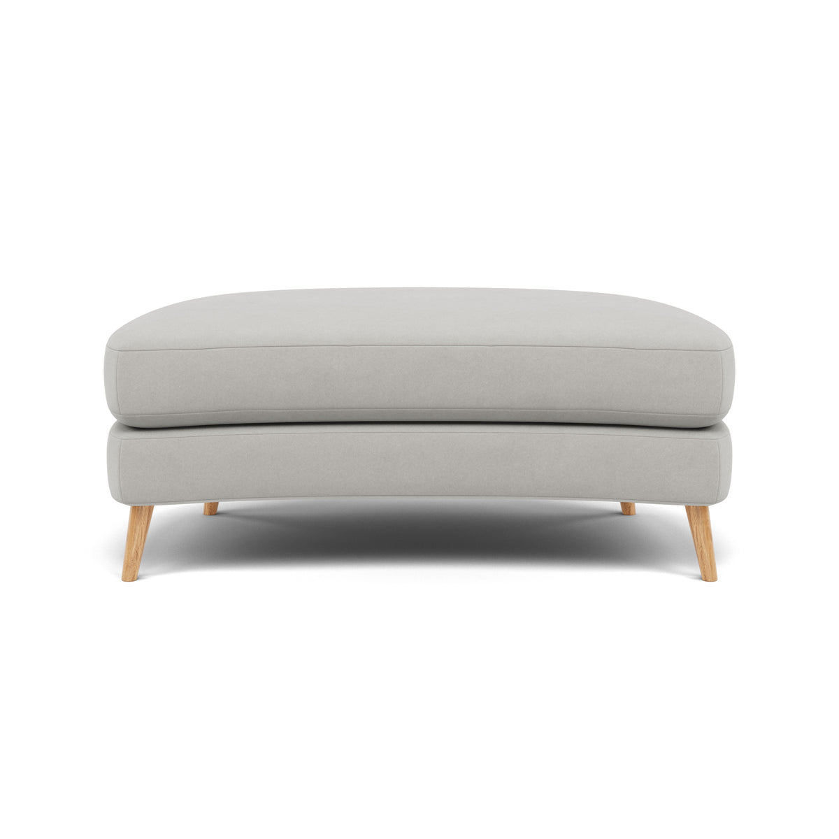 Phoebe Oval Footstool - Oval Cuddler Stool Grade B — Plush Velvet Silver / Natural, gallery image 2
