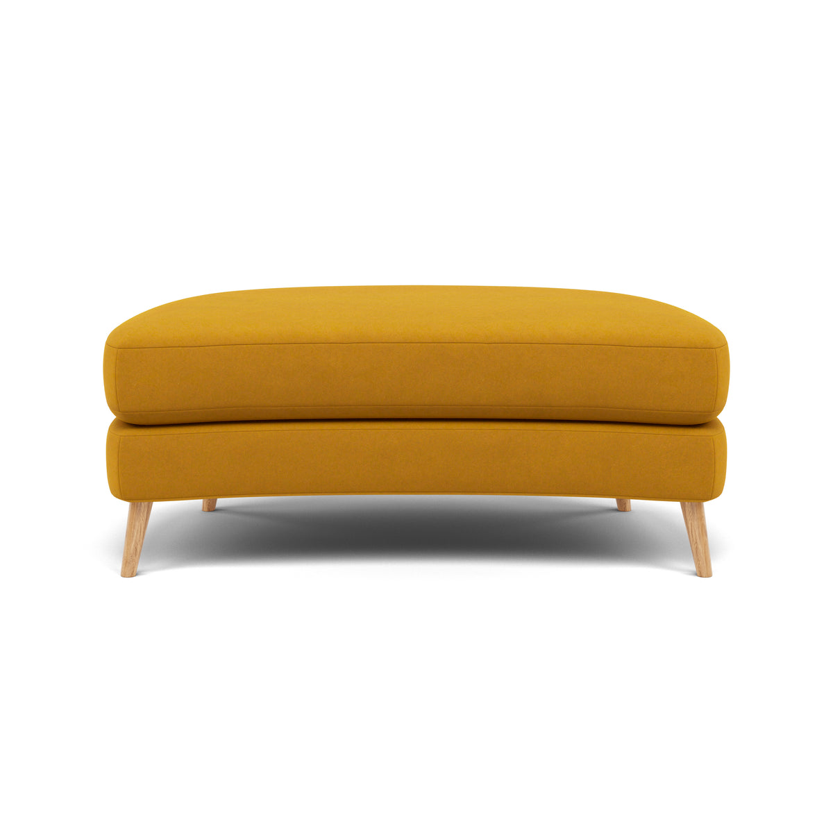 Phoebe Oval Footstool - Oval Cuddler Stool Grade B — Plush Velvet Turmeric / Natural, gallery image 2