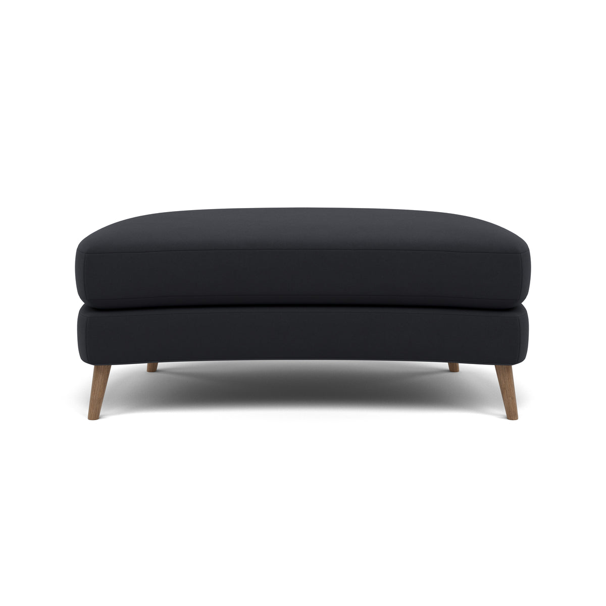 Phoebe Oval Footstool - Oval Cuddler Stool Grade B — Plush Velvet Charcoal / Weathered Oak, gallery image 2