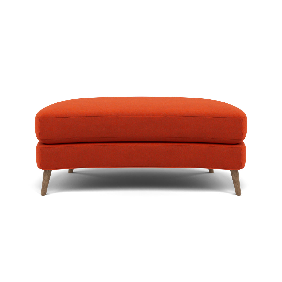 Phoebe Oval Footstool - Oval Cuddler Stool Grade B — Plush Velvet Paprika / Weathered Oak, gallery image 2