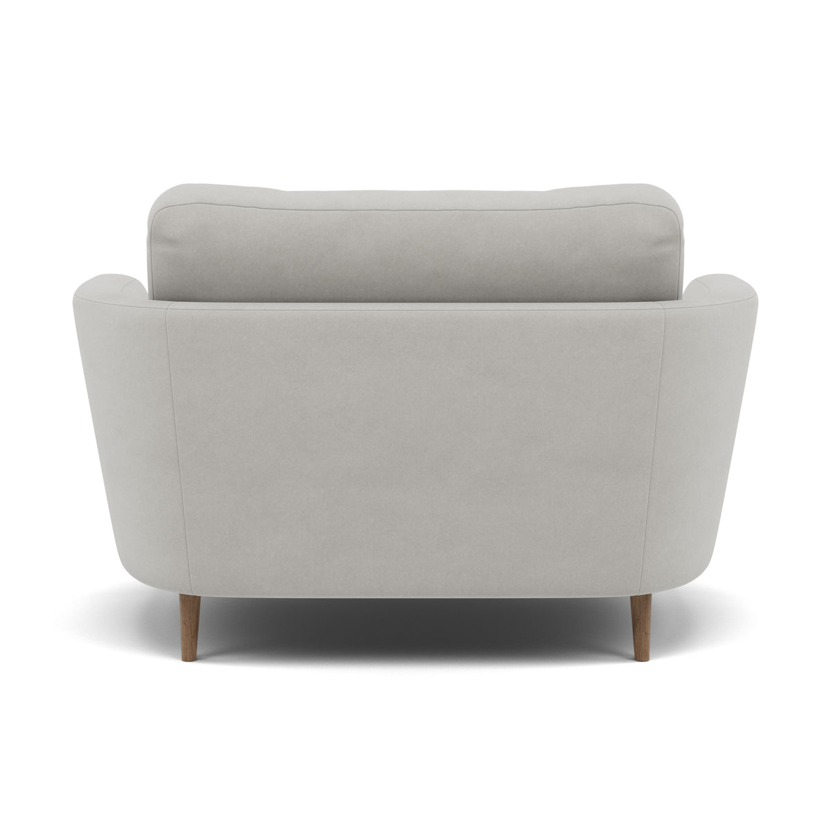 Phoebe Oval Loveseat - Oval Cuddler Grade B — Plush Velvet Silver / Weathered Oak, gallery image 2