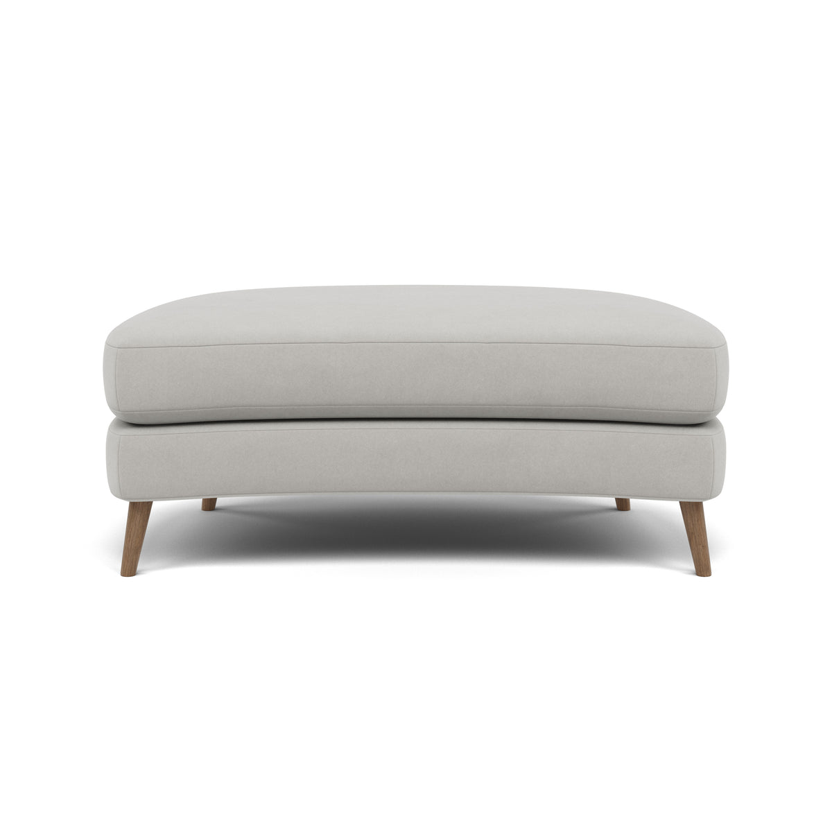 Phoebe Oval Footstool - Oval Cuddler Stool Grade B — Plush Velvet Silver / Weathered Oak, gallery image 2