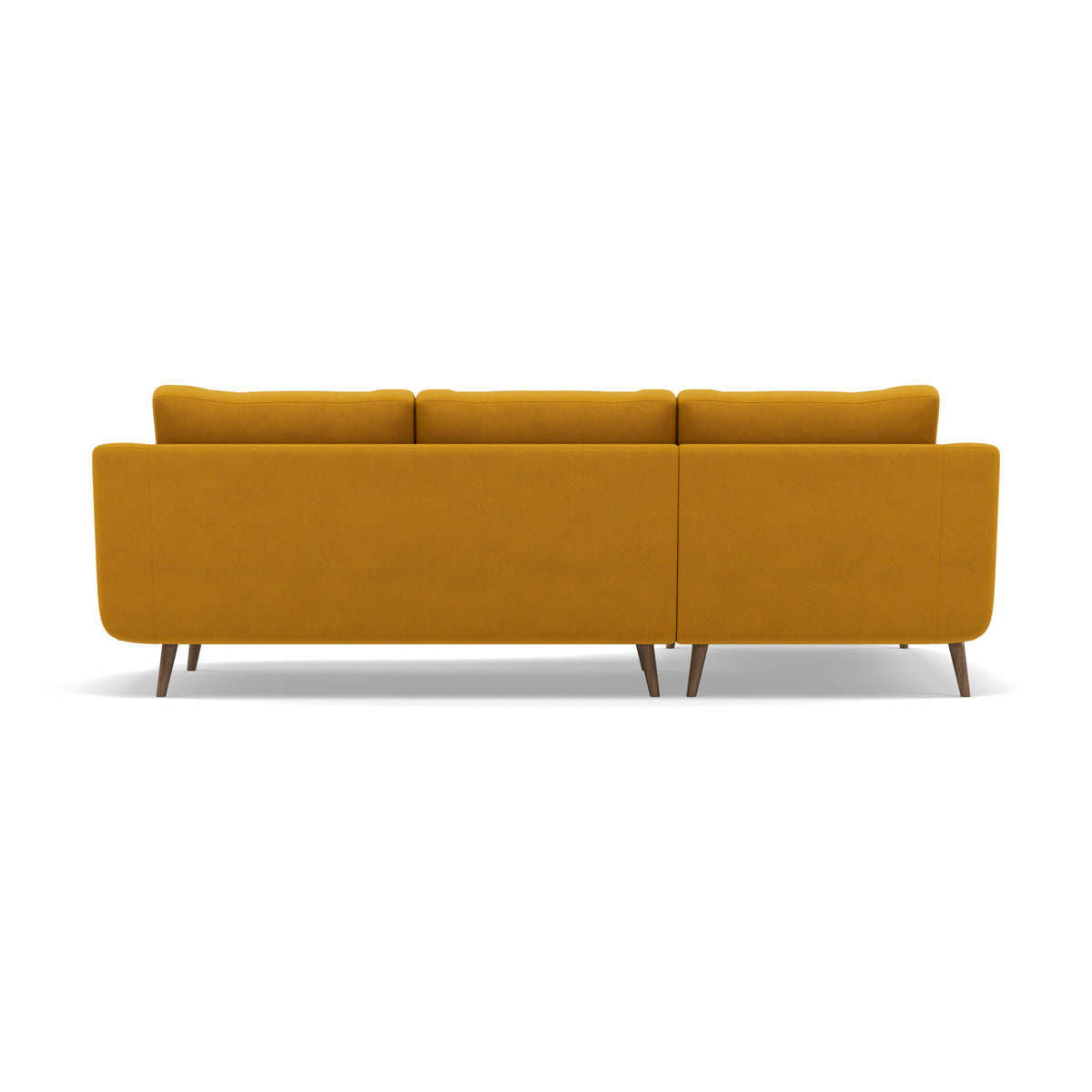 Phoebe Large Chaise Sofa - Large Chaise Sofa LHF Standard Back Grade B - Left Hand Facing — Plush Velvet Turmeric / Weathered Oak, gallery image 2